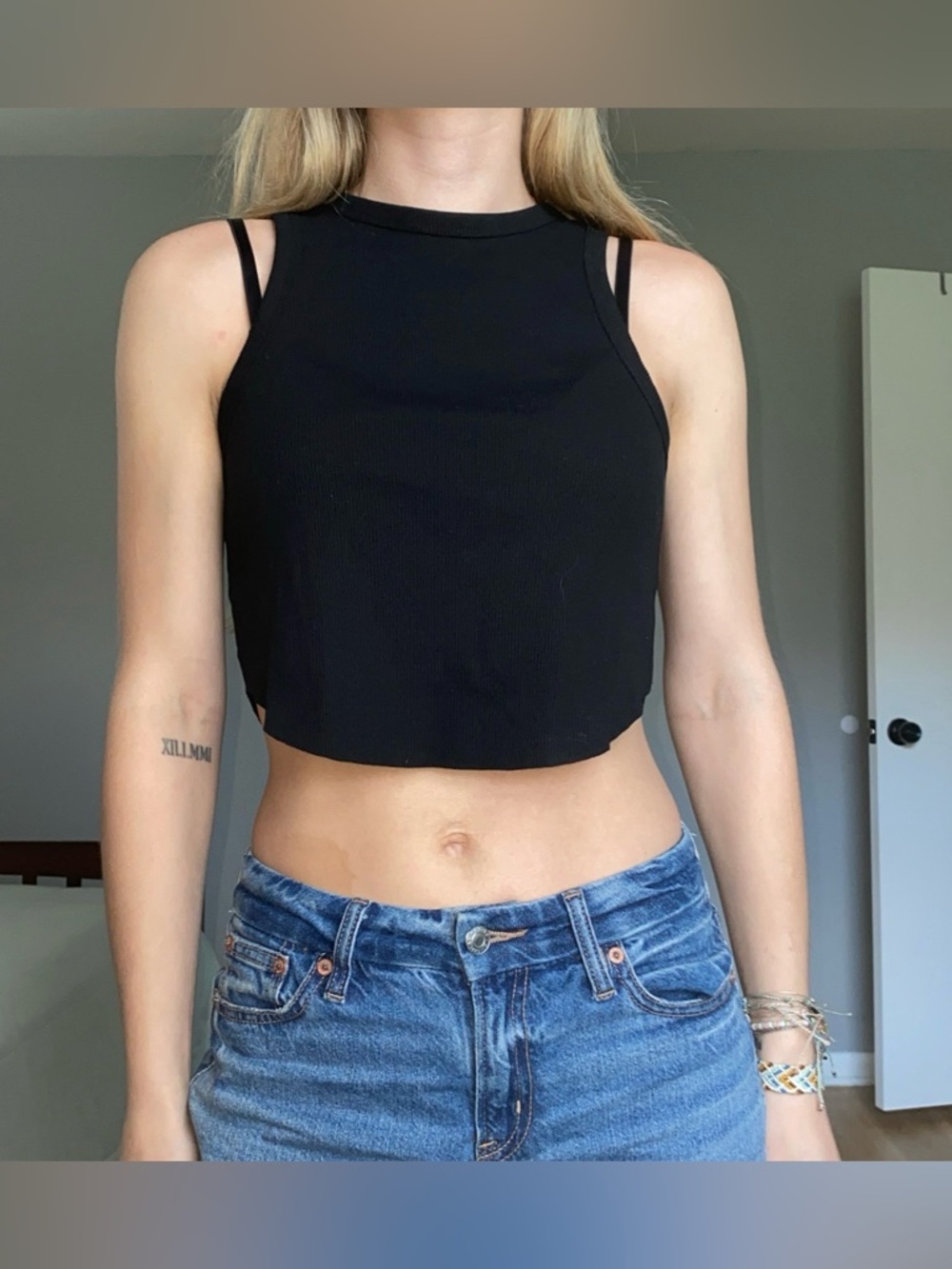 wild fable Black Ribbed Crop Tank Top